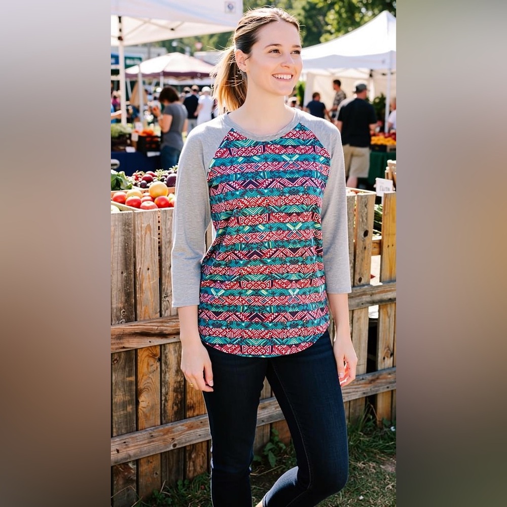 LuLaRoe Multicolor Geometric Long Sleeve Top